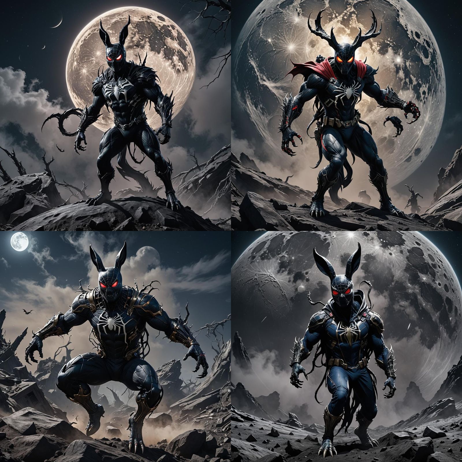 Surreal Donnie Darko Rabbit Venom Portrait on Moon