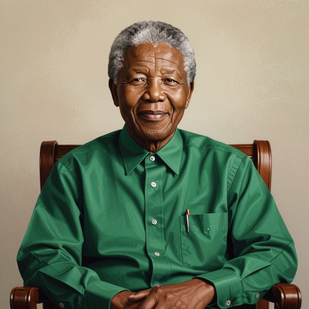 Nelson Mandela Portrait in Realistic Classic Style