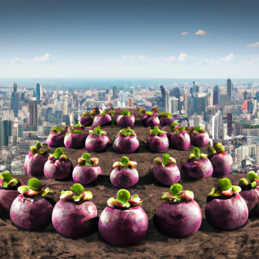 Surreal Cityscape Made of Mangosteens