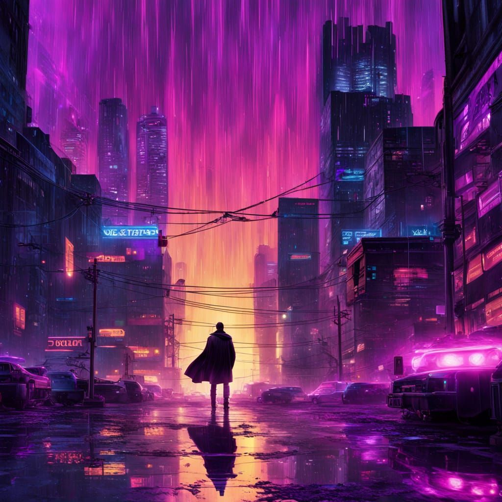 Futuristic Gotham Rooftop Silhouette in Comic Book Style