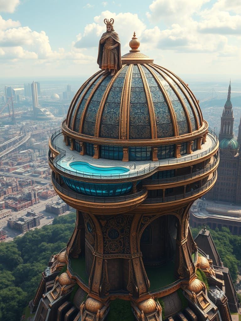 Regal Steampunk Abode with Dystopian Futuristic Flair