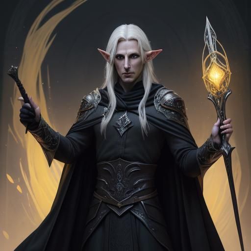 High Elf Sorcerer in Dark Fantasy Style