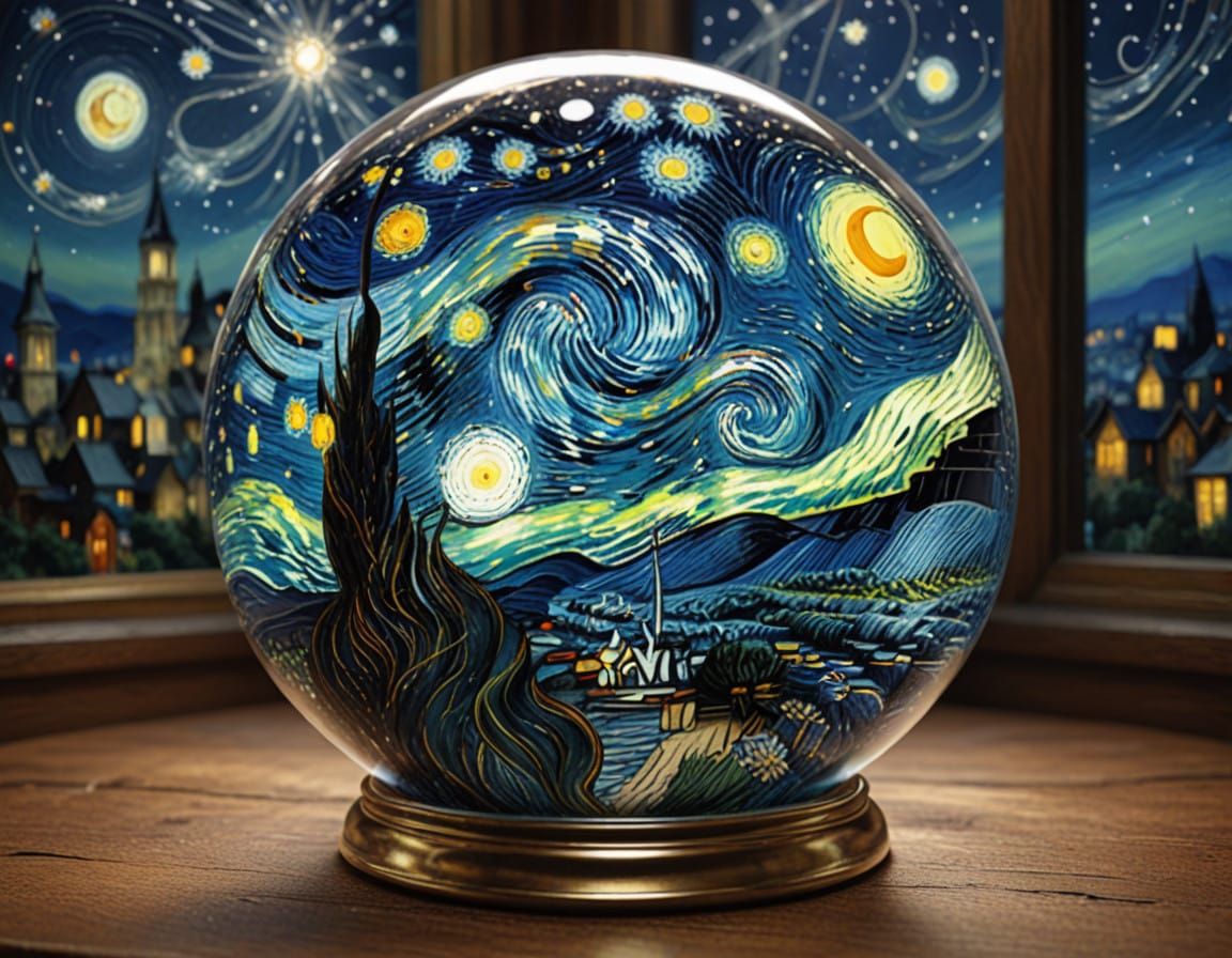 Starry Night in a Glass Globe, a Cyberpunk-Inspired Digital ...