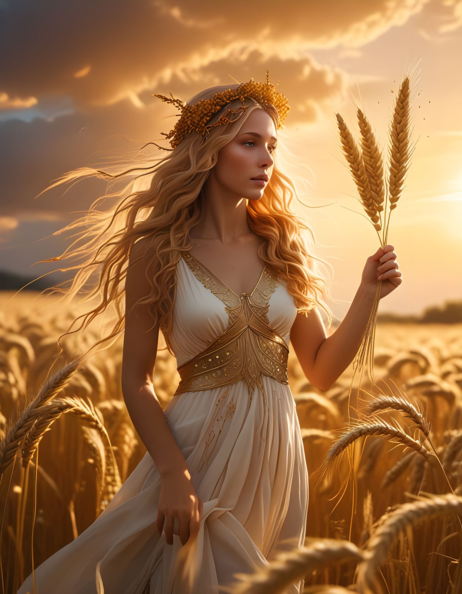 Ethereal Harvest Goddess Demeter Blessing Fields