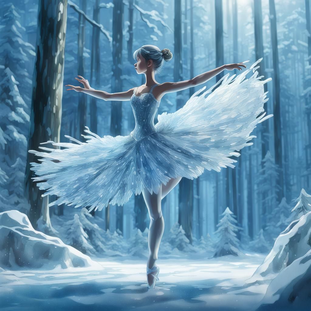 Iced Ballerina Dances in Frozen Forest: Anime Key Visual