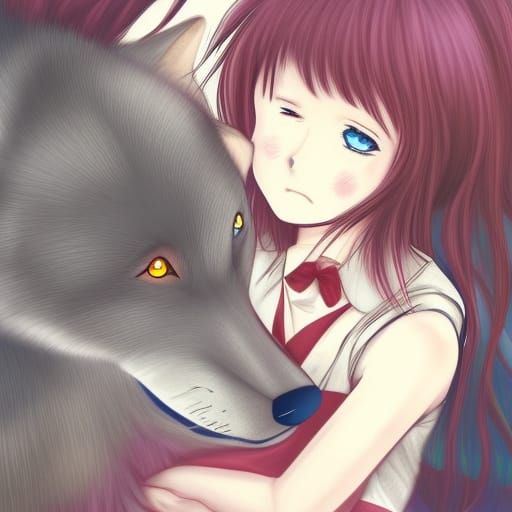 Anime Style: Girl Hugging Demon Boy