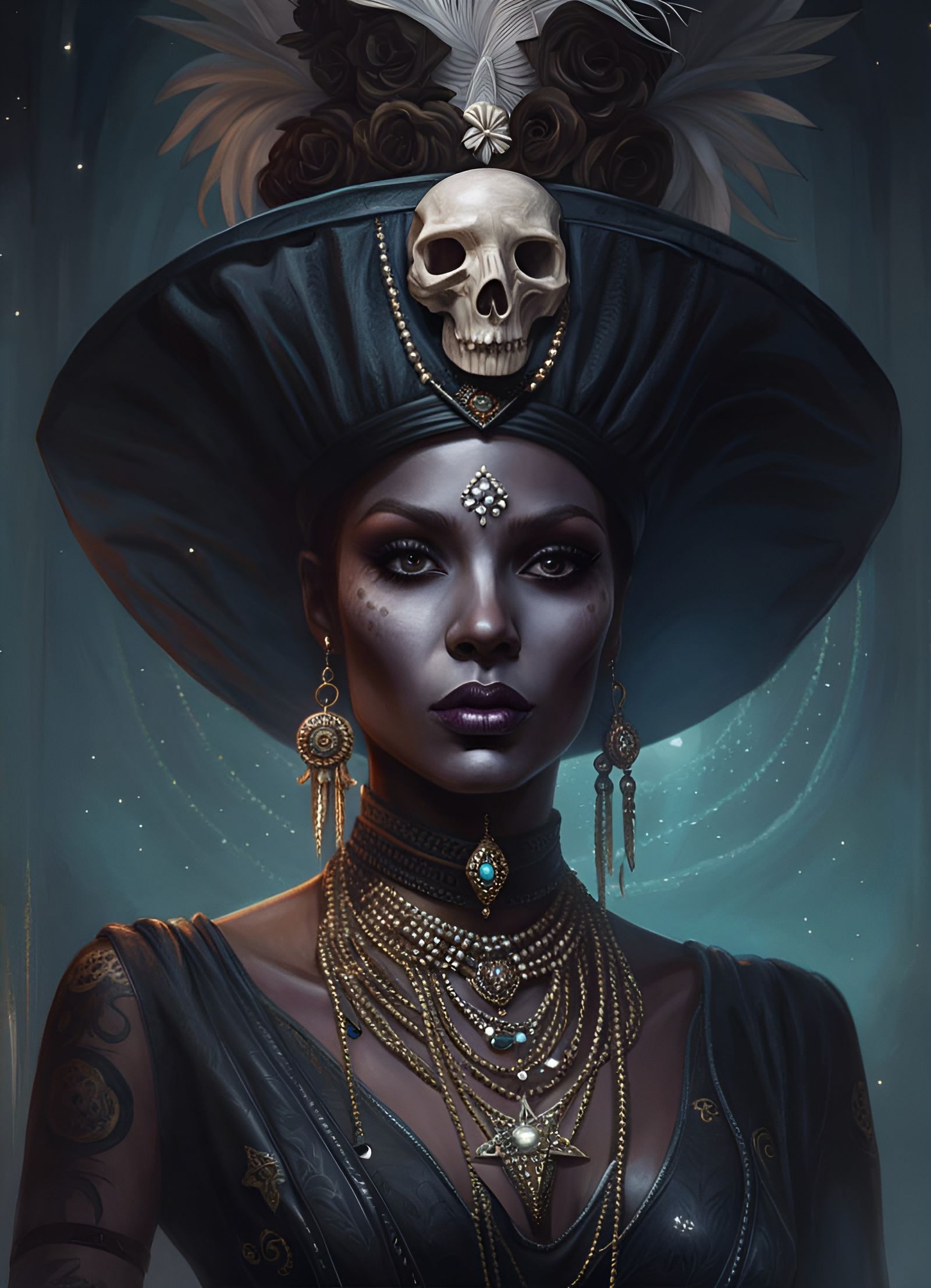 Gorgeous Voodoo Baron Samedi Portrait in Astral Style