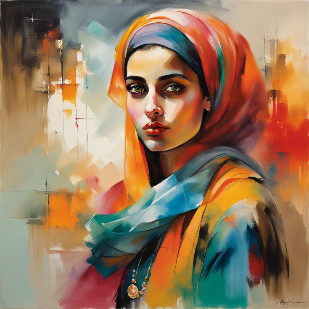 Young Arabic Woman Portrait with Bright Colors