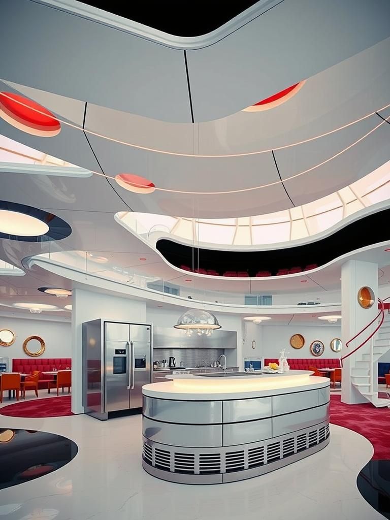 Retro-Futuristic Restaurant Interior in Pop Art Style