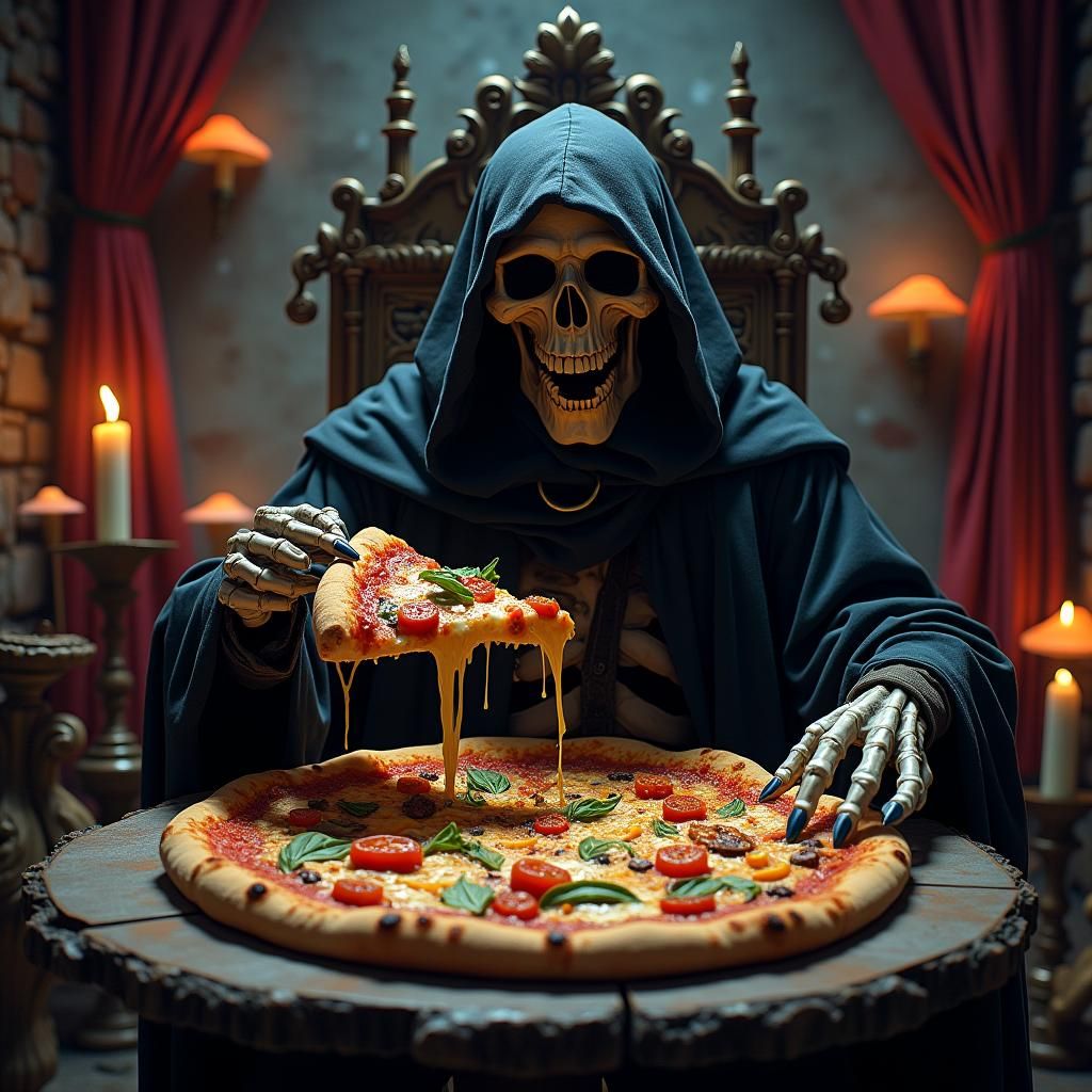 Grim Reaper's Pizza Dinner: A Dark Fantasy Feast