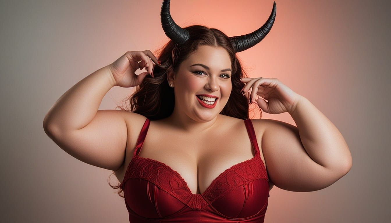 Plus Sized Devil Woman with Fiery Eyes