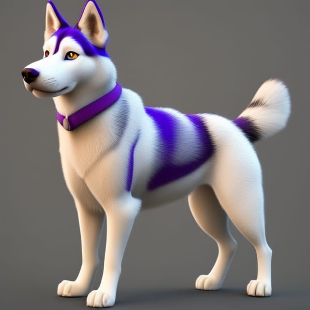 Transparent Husky Dog in 3D Digital Art Style