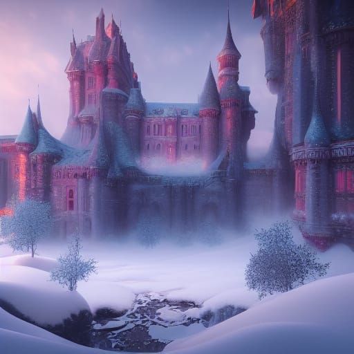 Unique Snow Reflection Castle: Fantasy Concept Art