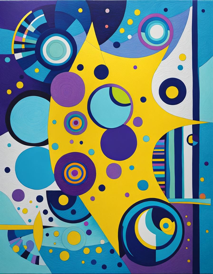 Psychedelic Sun with Geometric Circles in Vivid Acrylics