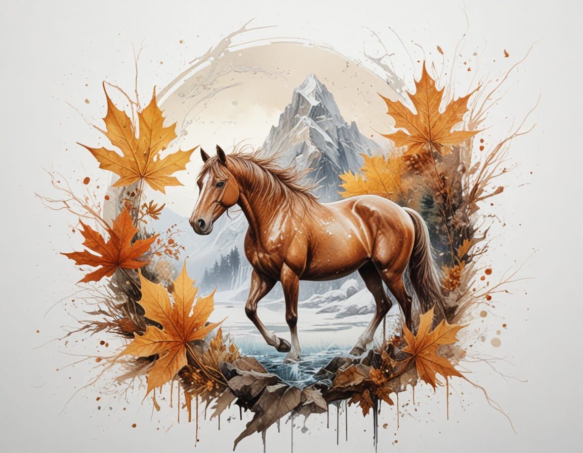 Magical Leaf Fusion: Autumn Dreams in Winter Snow