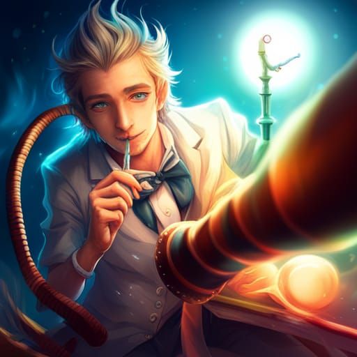 Anime Style Caterpillar Smoking Hookah