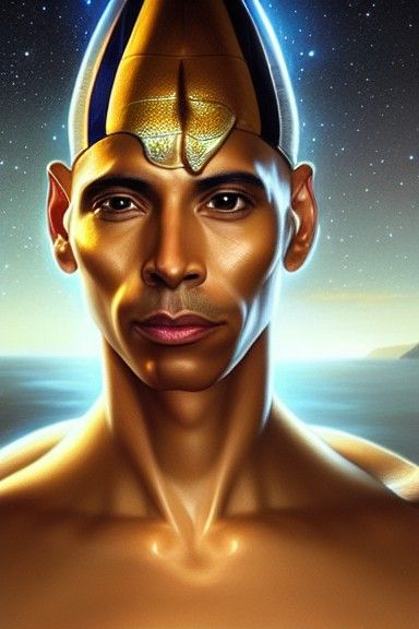 Egyptian God Apophis with Snake in Night Sky