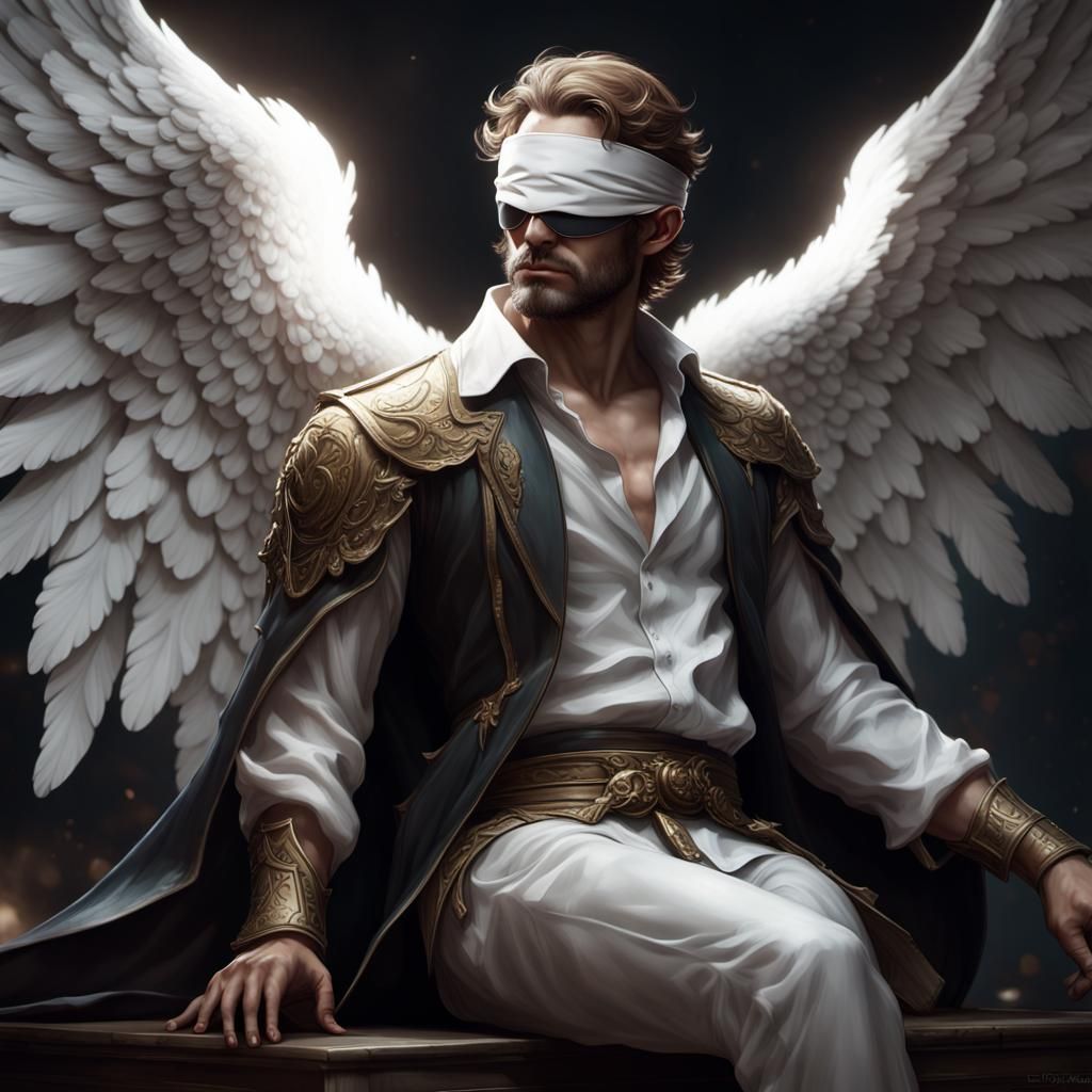 Blindfolded Angel in Dark Fantasy Style