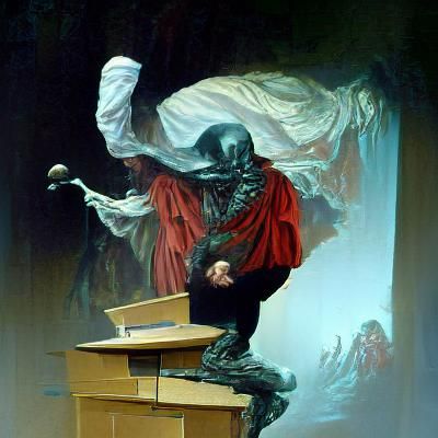 Jester's Performance: An Oil Painting in Horror Style