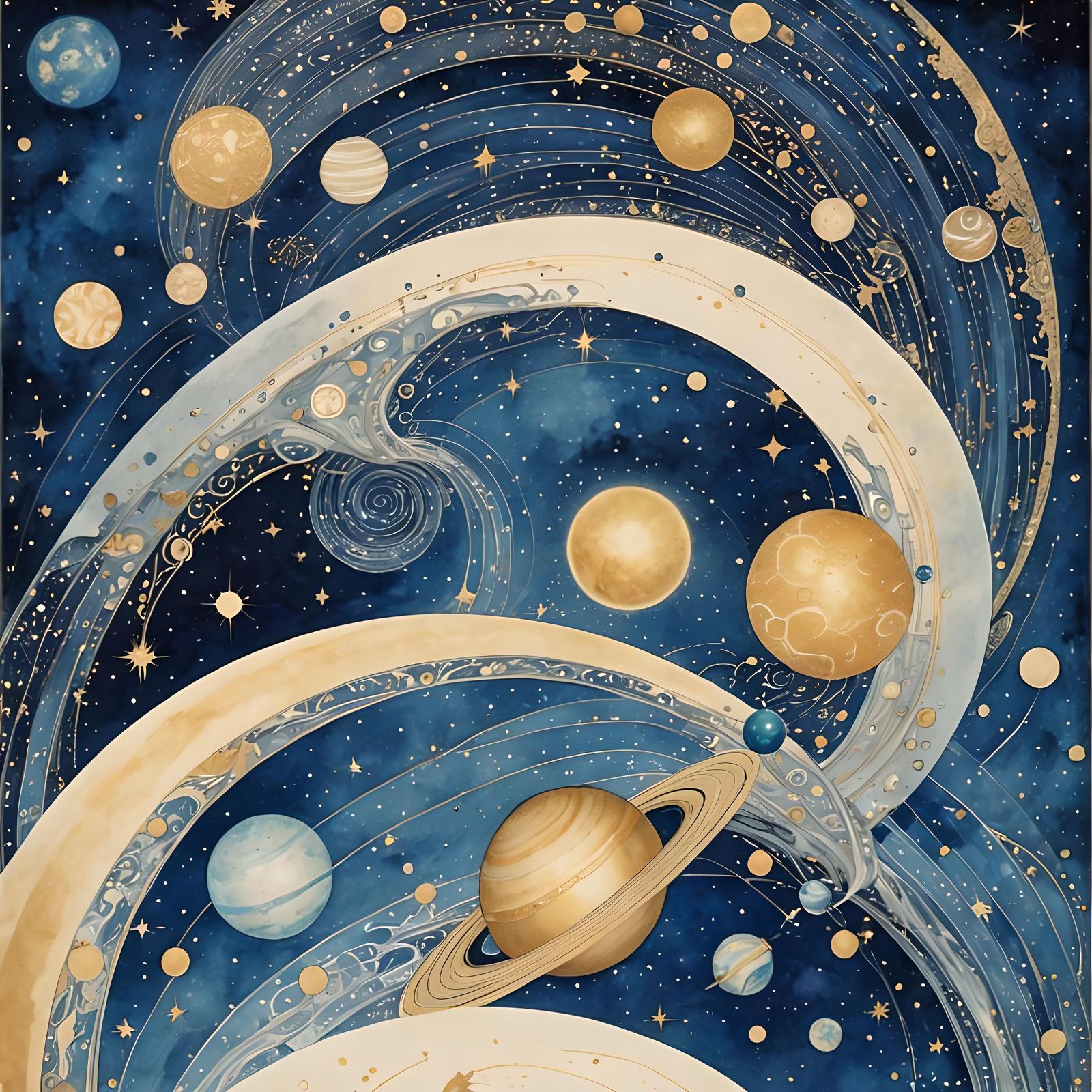 Radiant Space Art with Planets and Stars