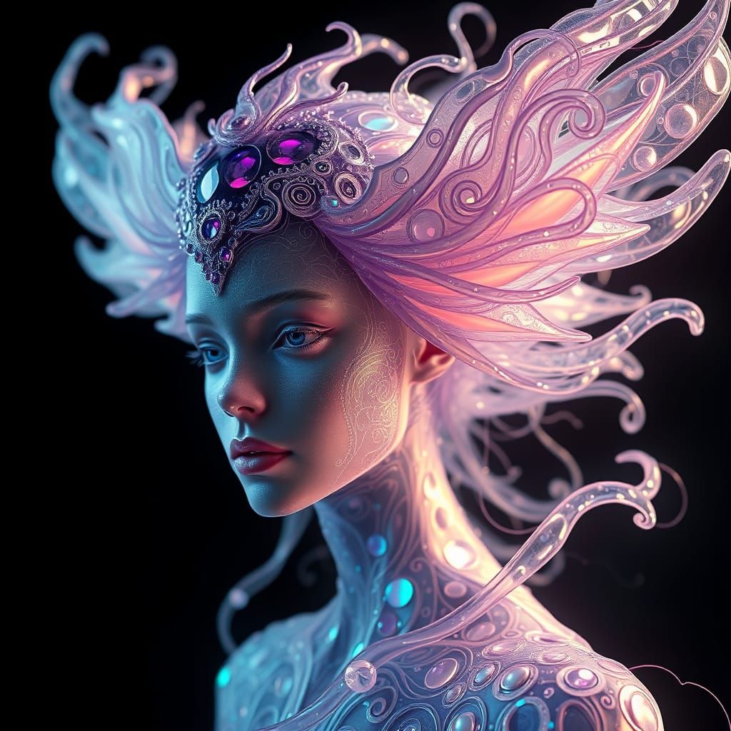 Ethereal Dream Goddess in Iridescent Armor