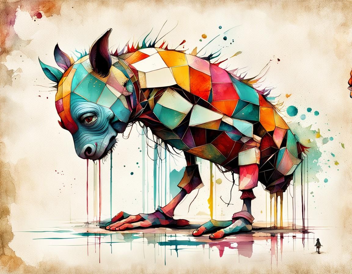 Whimsical Adorable Creature Illustration in Vibrant Colors
