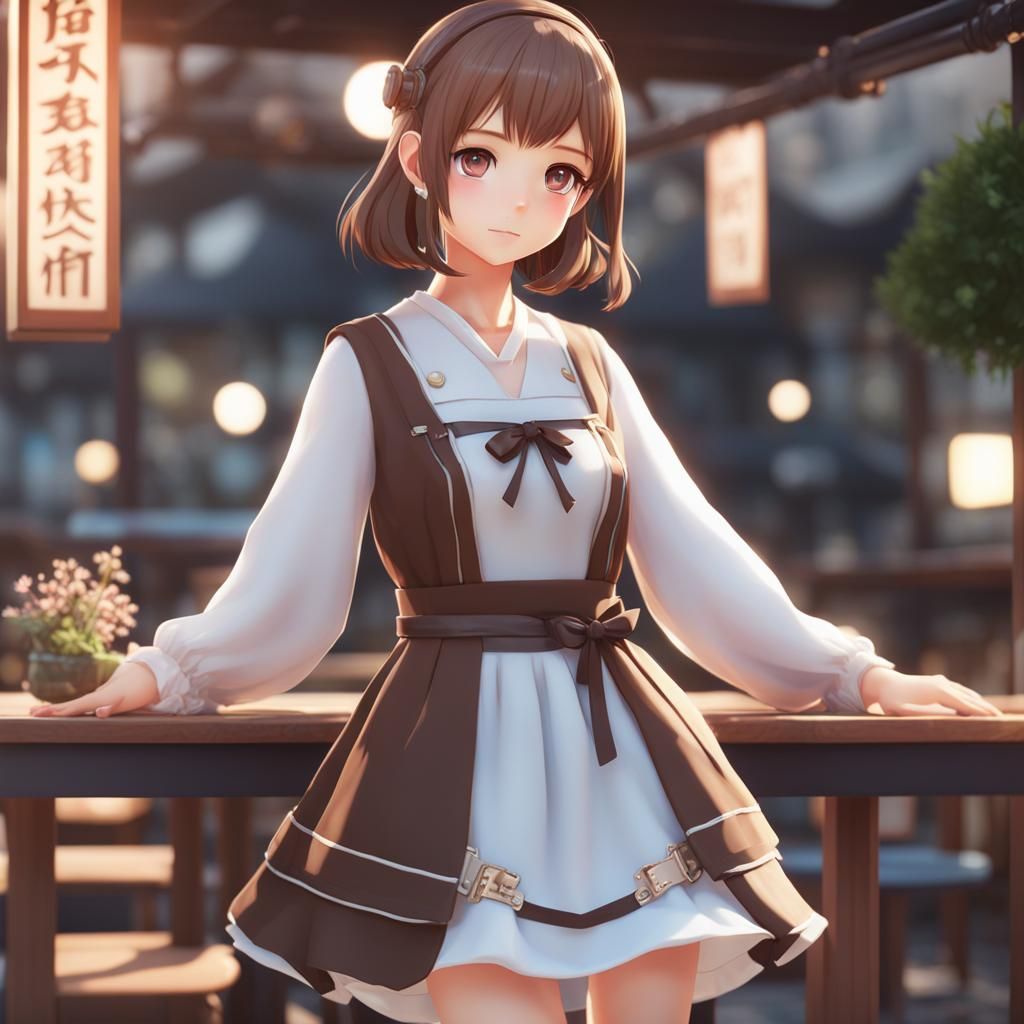 Cute Anime Girl Game Character in 3D Style