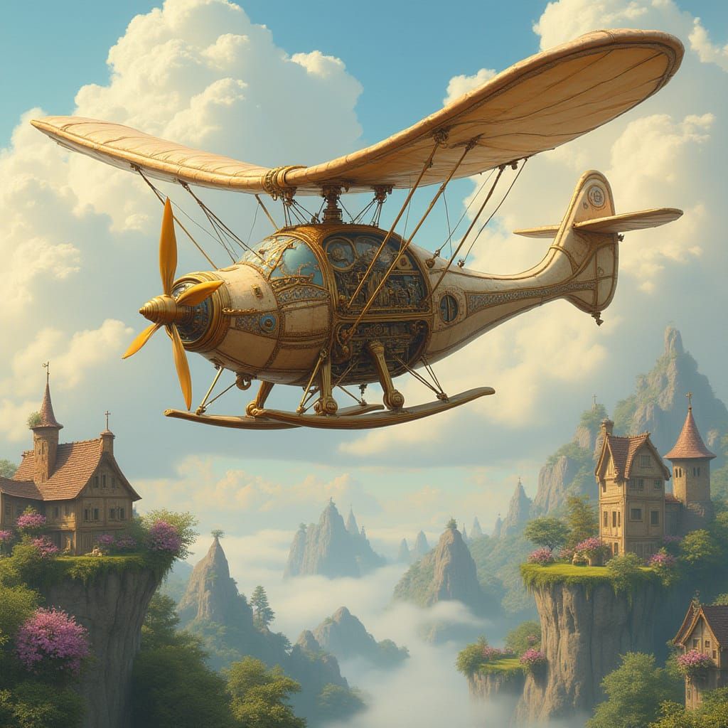 Steampunk Ornithopter Soars in Lavender Hues