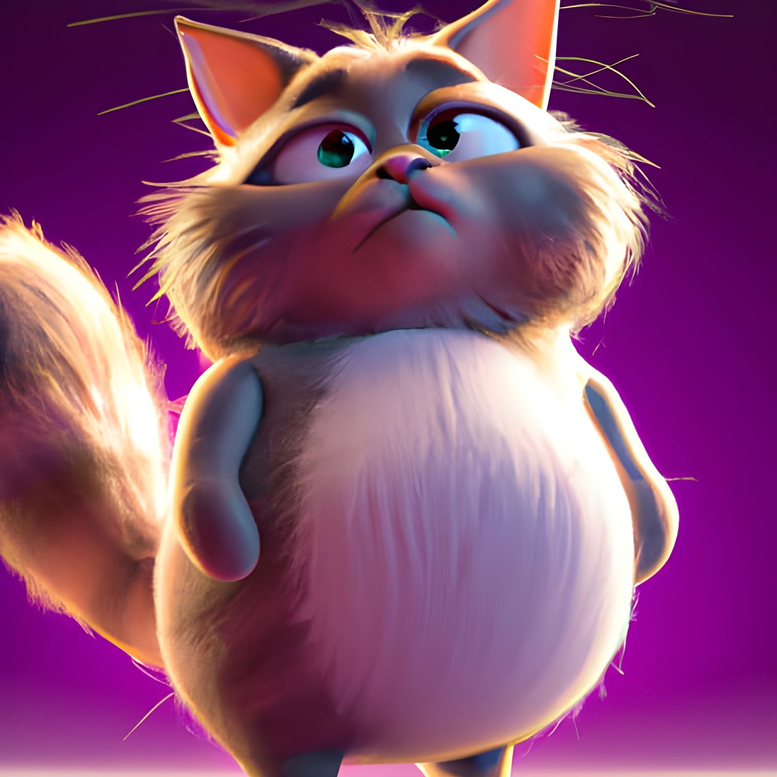 Fluffy Cat in Pixar Style 3D Art