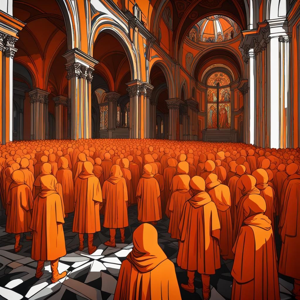 Orange Figures in Santa Maria Della Pace: Pop Art