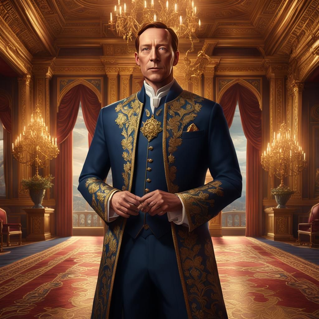 Luxurious Portrait in Ornate Room, Digital Art Masterpiece