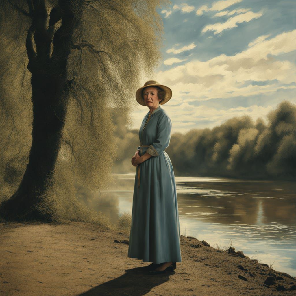 Patricia Routledge By River, Van Gogh Impasto Style