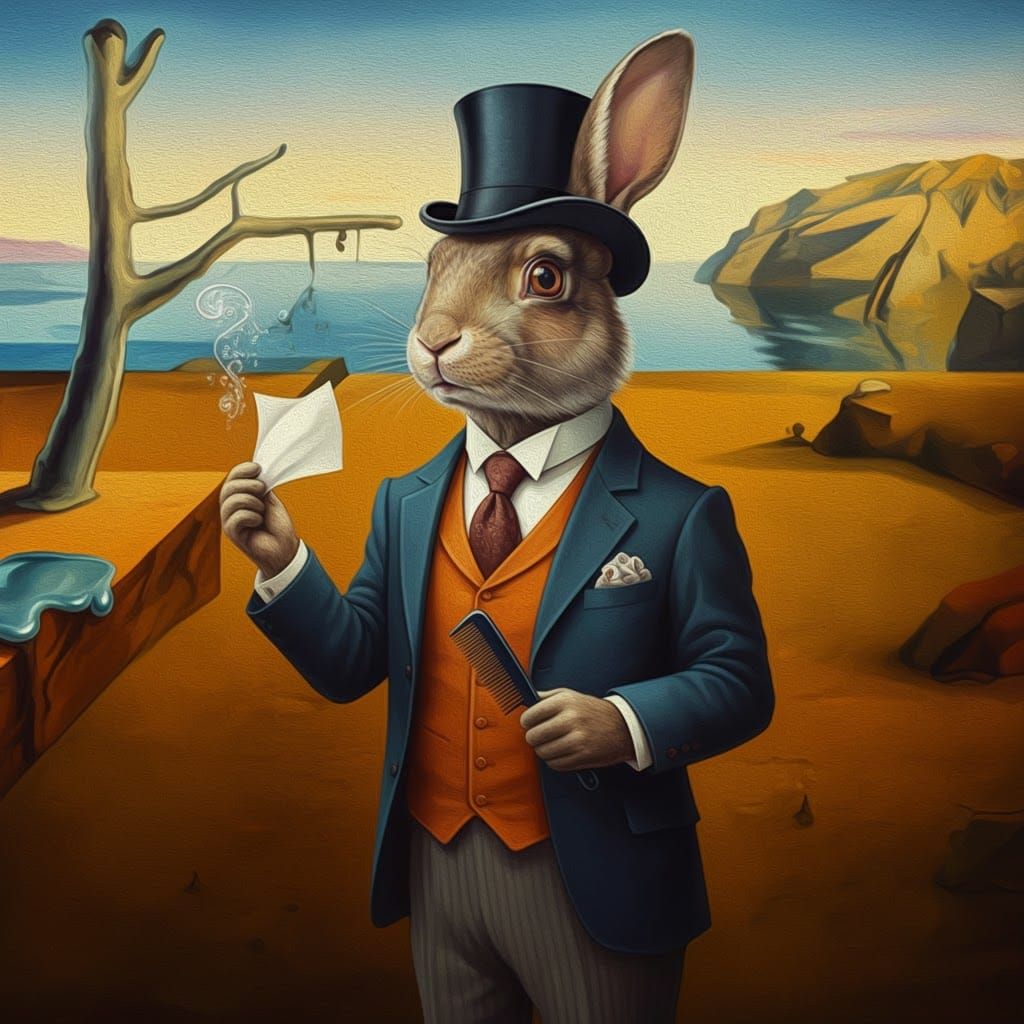 Surreal Rabbit Musician in a Dali-esque Dreamscape