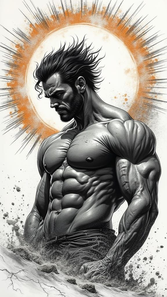 Beachside Antihero in Brooding Comic Book Art