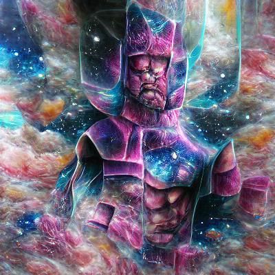 Holographic Galactus: A Cosmic Mixed Media Illustration