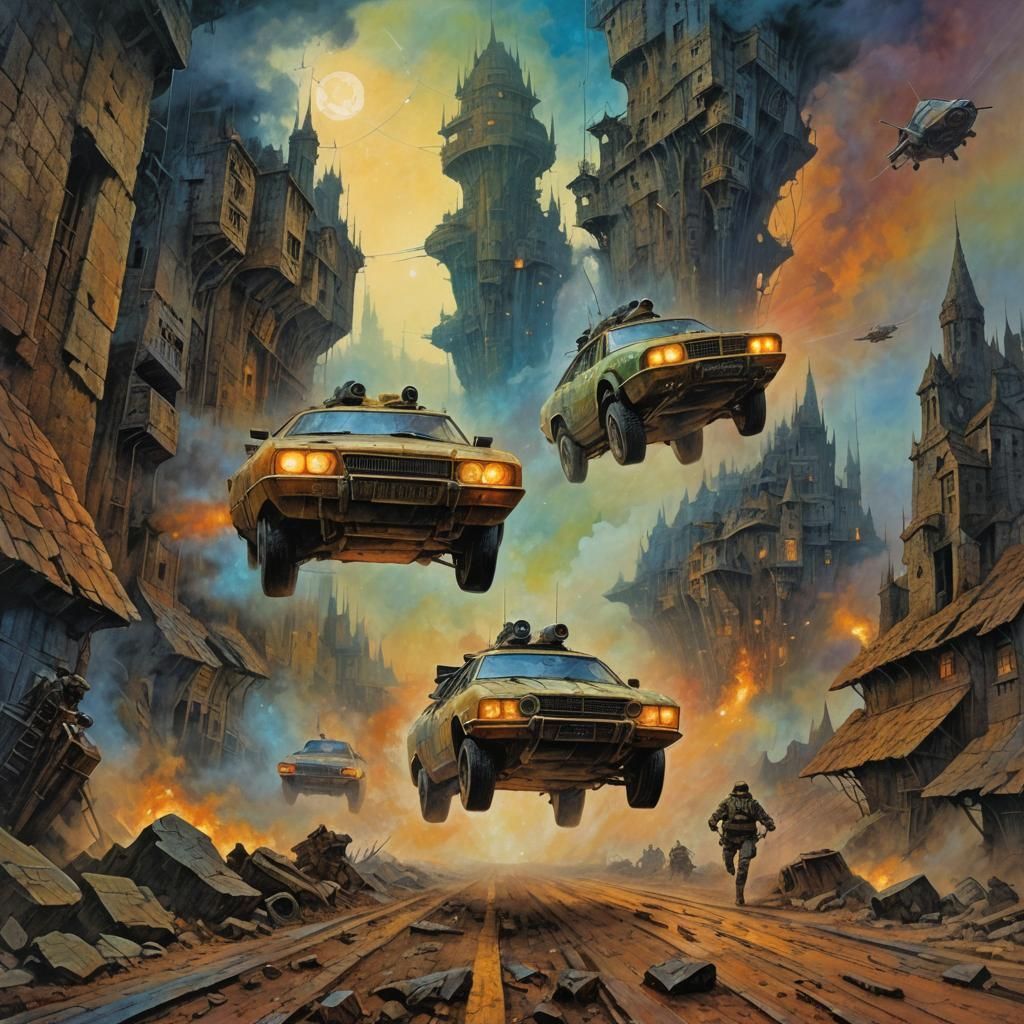Dystopian Sci-Fi Hot Pursuit: A Surreal Action Scene