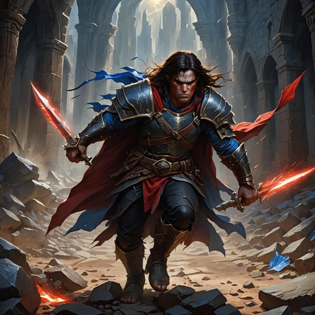 Half-Orc Fighter in Ethereal Fantasy Art Style