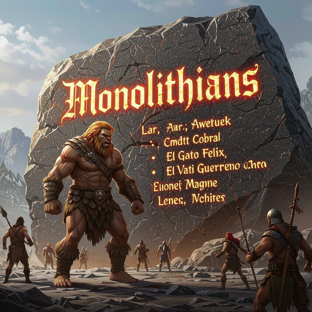 Muscular Caveman Before Alien Monolith in Prehistoric World