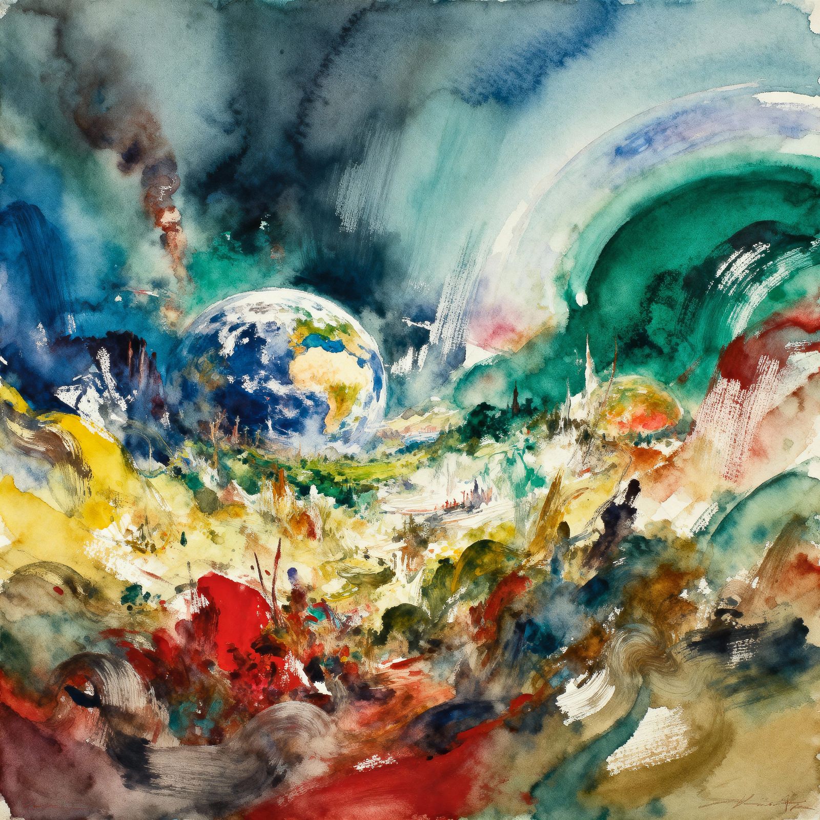 Wild Expressive Watercolor Worlds with Fierce Paint Strokes