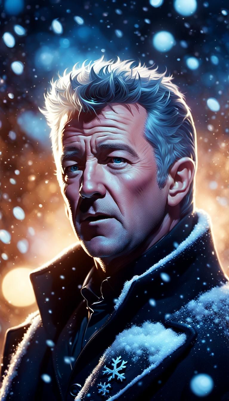 Snowy Winter Singer in Retro Fantasy Art