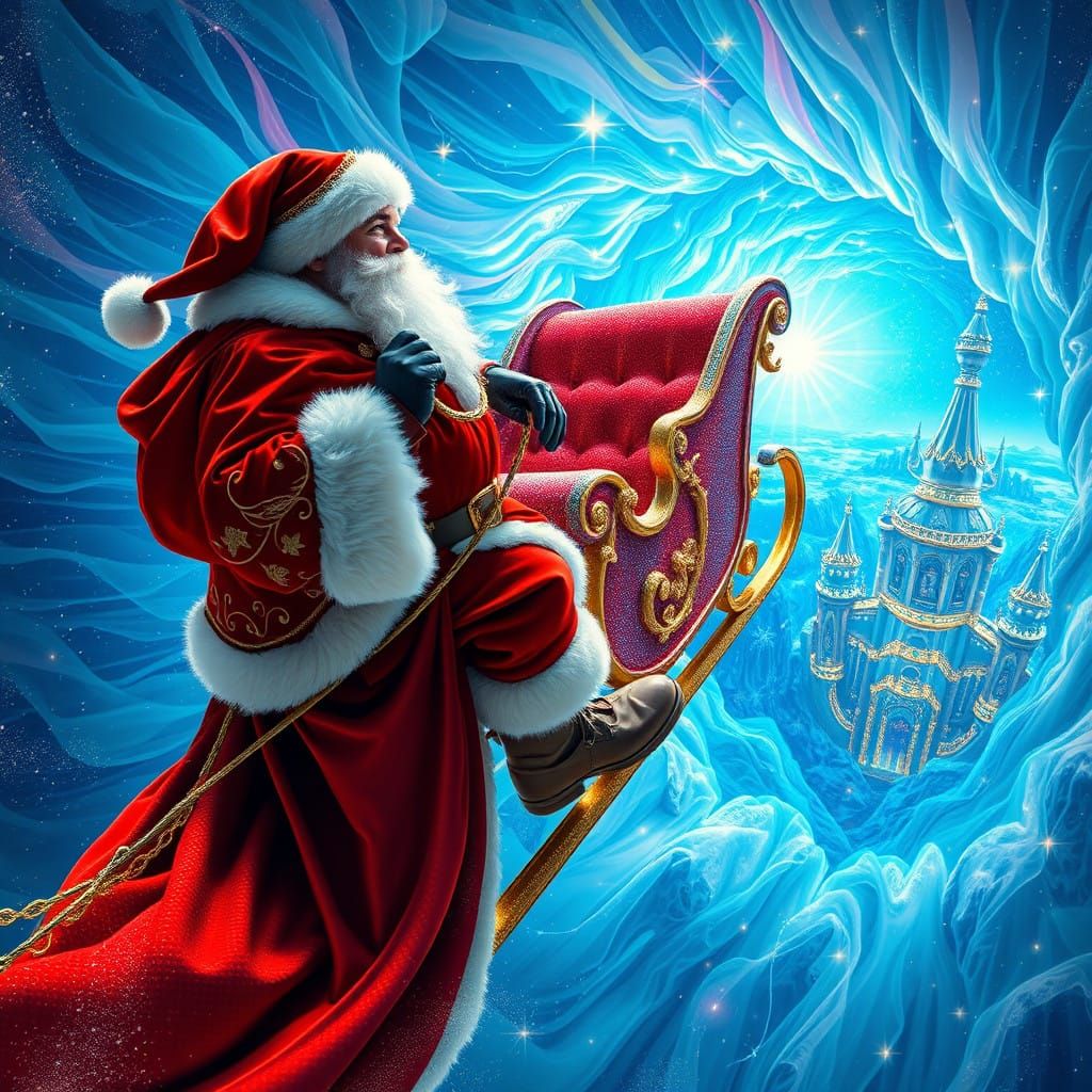 Santa's Majestic Sleigh Ride Through the Cosmic Realm