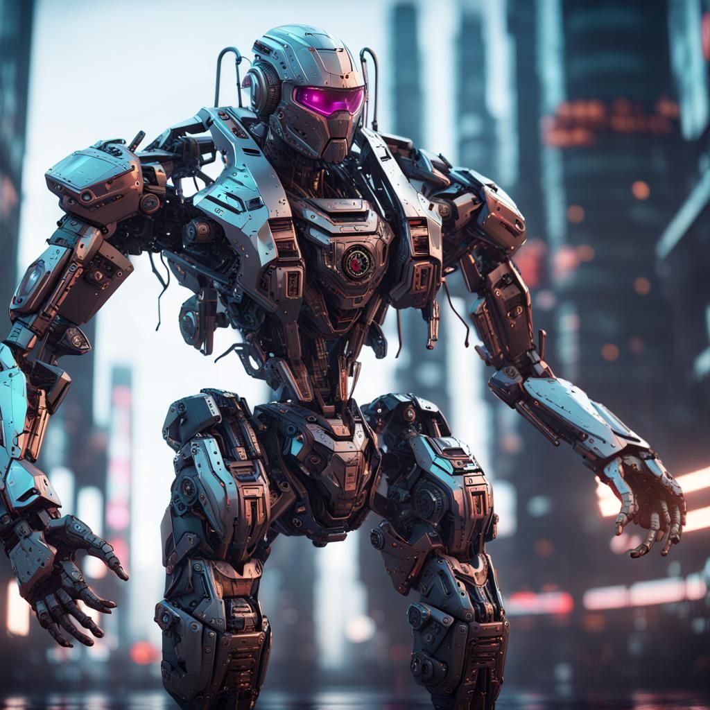 Cyberpunk Man with Intricate Mech Details