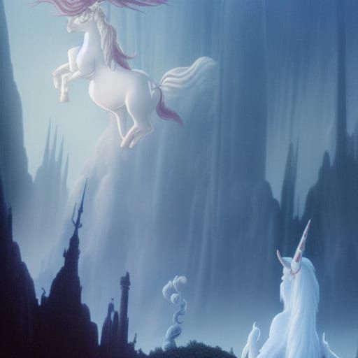 Epic Digital Painting of The Last Unicorn