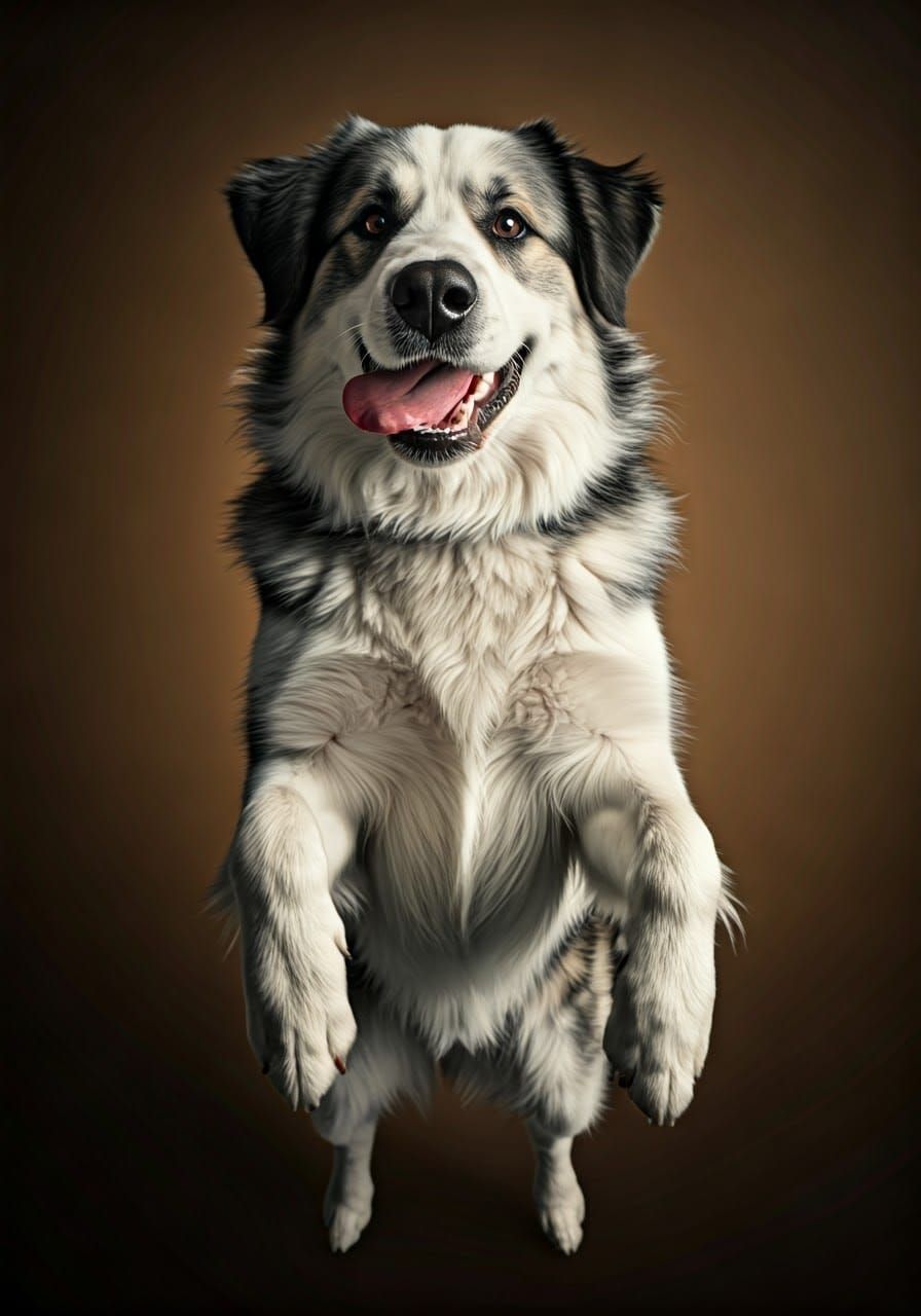 Energetic Dog Mid-Leap: Bird's-Eye View