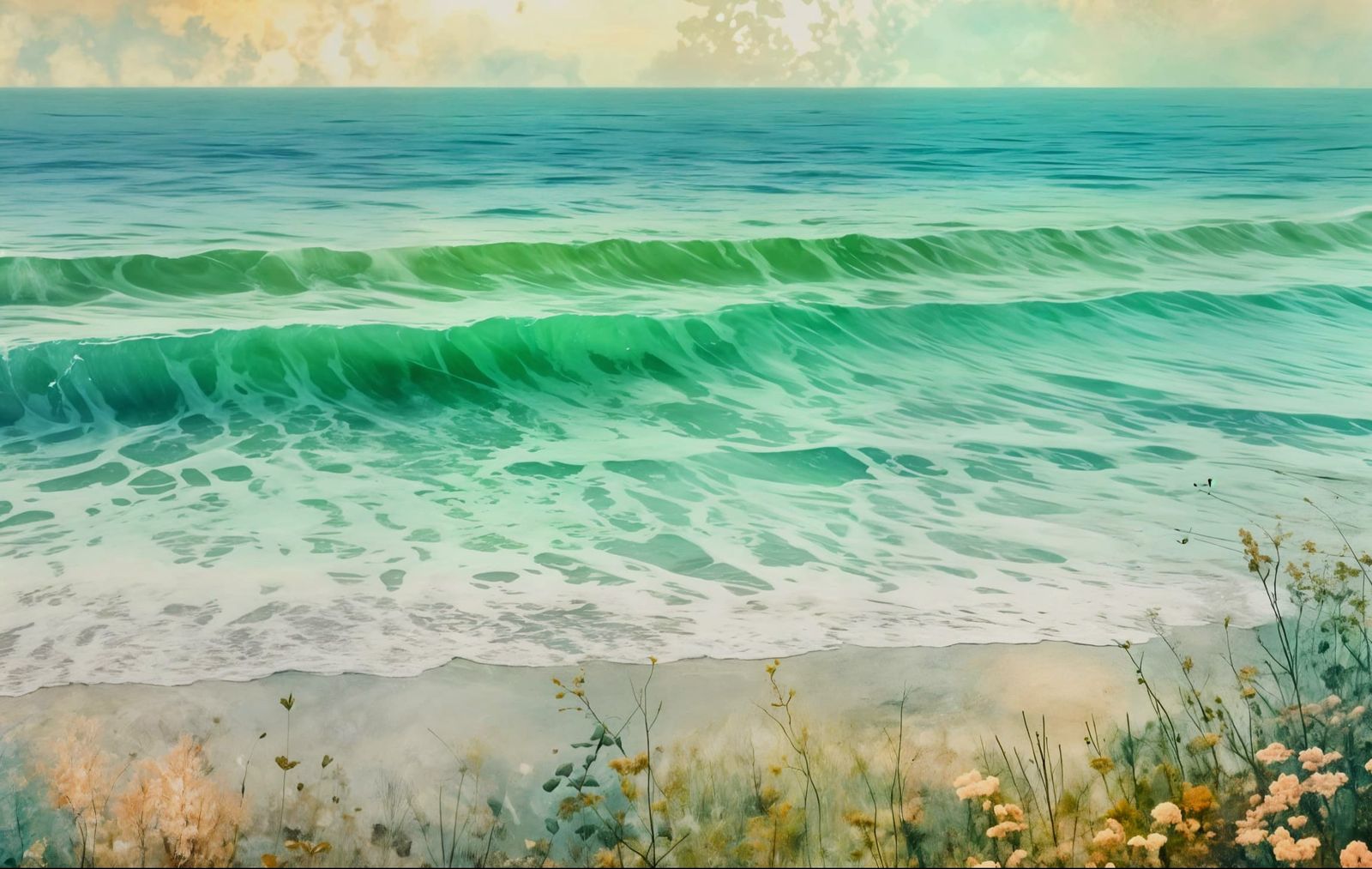 Serene Oceanscape with Pastel Tones and Motion Blur