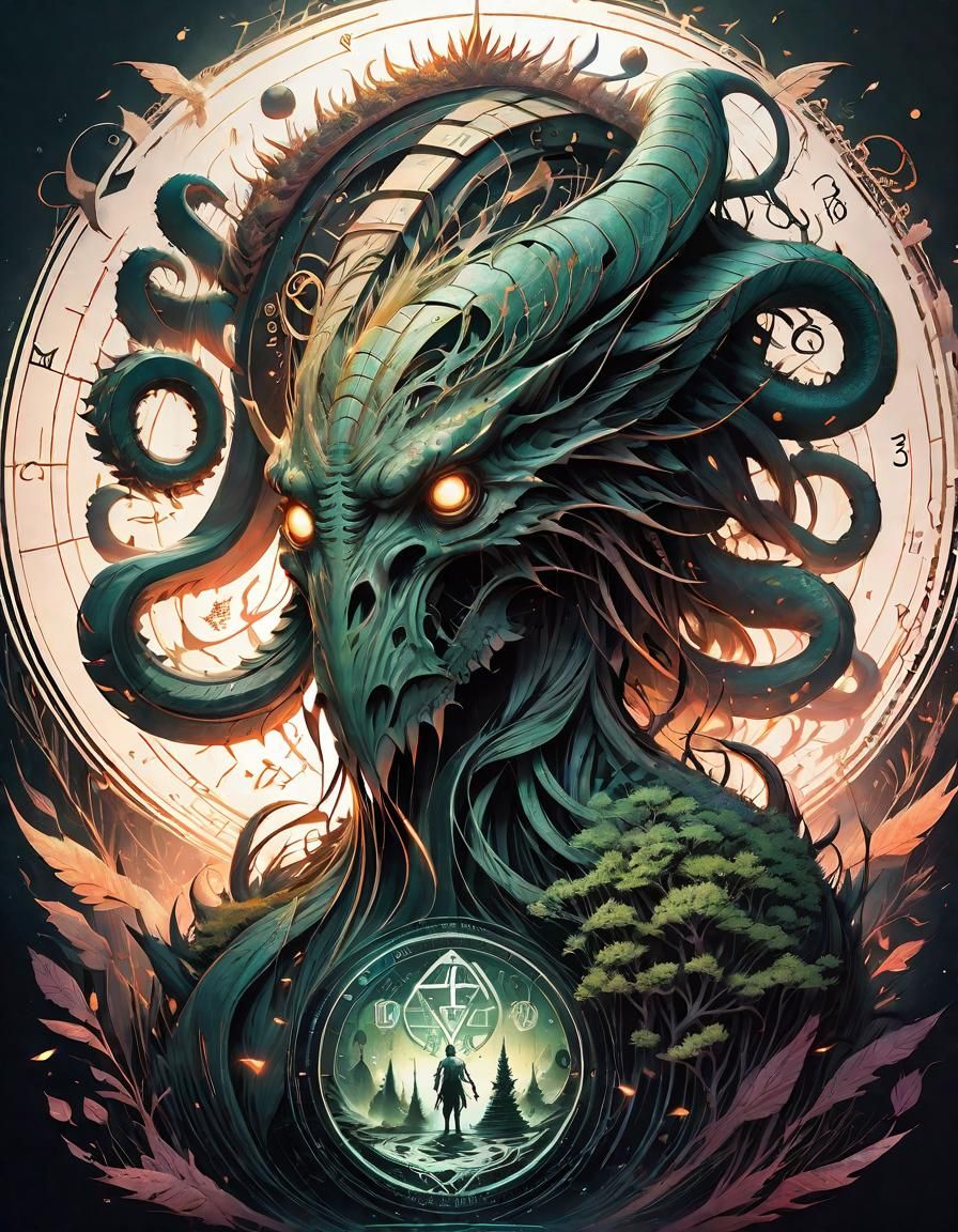 Lovecraftian Monster in Surreal Vector Art Style