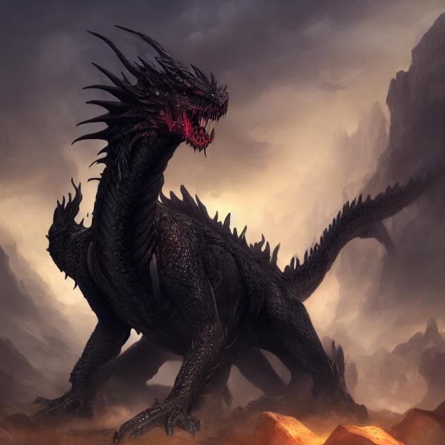 Giant Black Dragon with White Streaks in HD