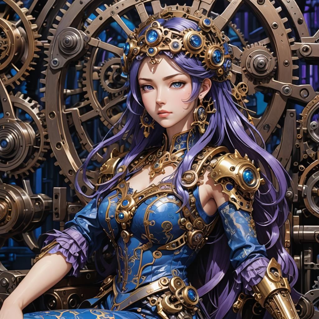 Anime Goddess of Machinery in Studio Trigger Style