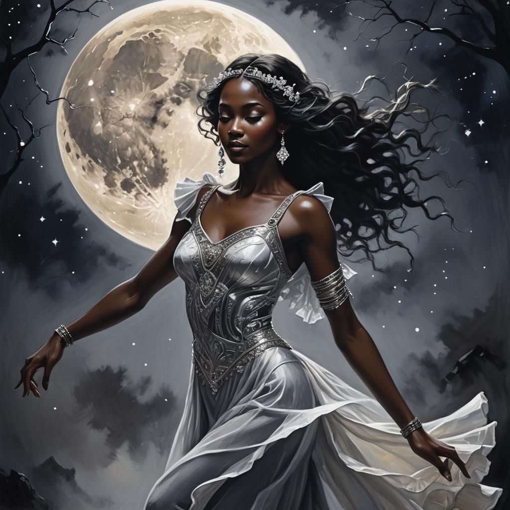 Ebon Dancer of Moonlight: A Mesmerizing Vision