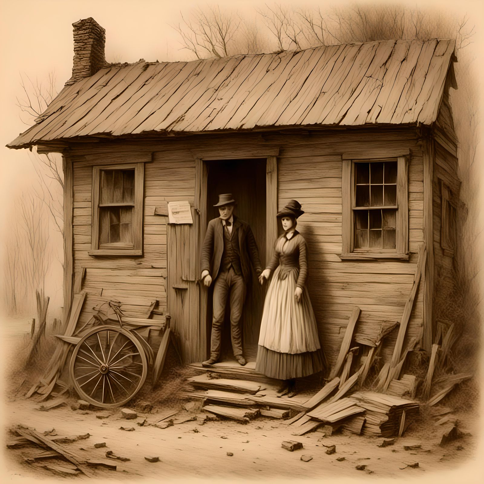 Post Office Closing in 1900s Pencil Sketch